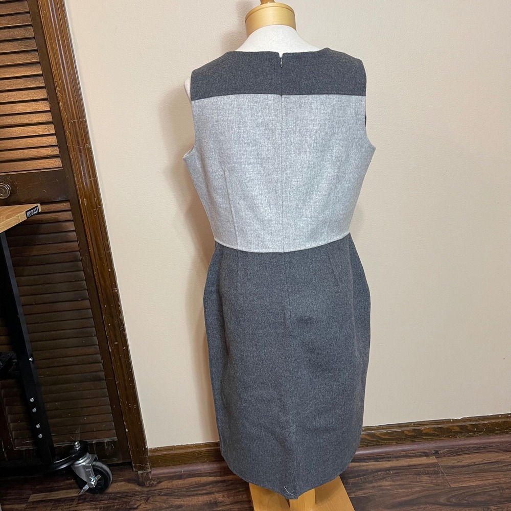 NWT Talbots Womens Colorblock Wool Blend Sheath Dress Grey Sleeveless Size 12 - Picture 3 of 10